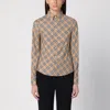 Burberry Beige Button-down Shirt With Check Pattern In Beige