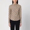 Burberry Beige Button-down Shirt With Check Pattern In Beige