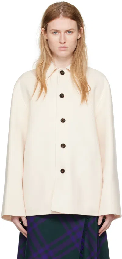 Burberry Beige Button Jacket In Soap