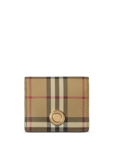 Burberry Beige Calf Leather Bi Fold Wallet