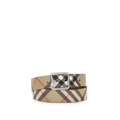 Burberry Beige Calf Leather Bos Taurus Regular Belt In Neutral