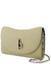 Burberry Beige Calfskin Rocking Horse Wallet On Chain In Green