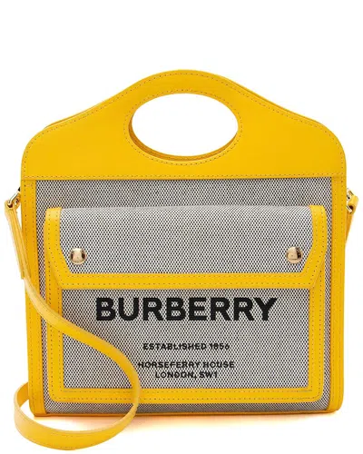 Pre-owned Burberry Beige Canvas Horseferry Mini Pocket Tote (authentic Pre-loved) In Brown