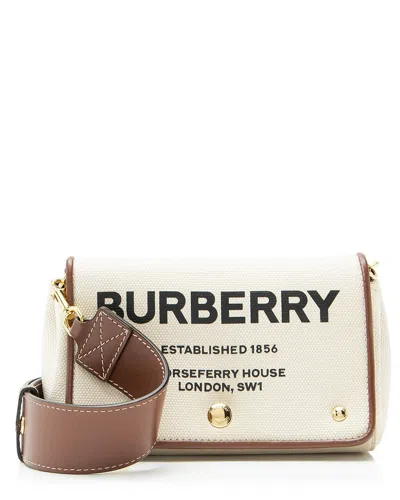 Pre-owned Burberry Beige Canvas Horseferry Small Crossbody (authentic Pre-loved)