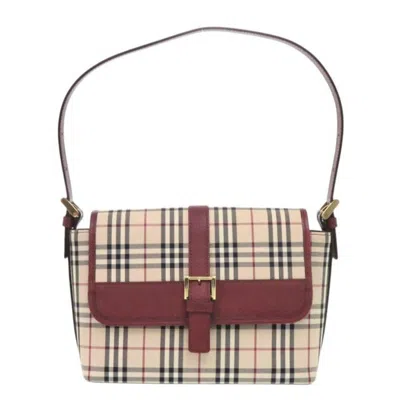 Pre-owned Burberry Beige Canvas Leather Handbag Shoulder Bag ()