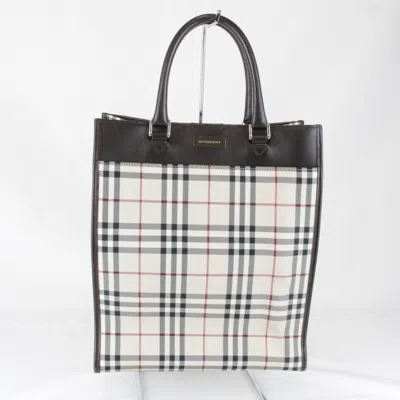 Pre-owned Burberry Beige Canvas Leather Tote Bag ()
