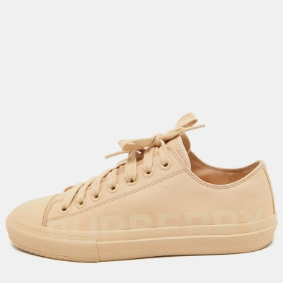 Pre-owned Burberry Beige Canvas Low Top Trainers Size 39.5