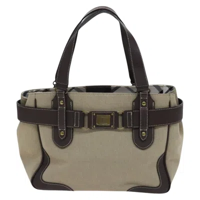 Pre-owned Burberry Beige Canvas Tote Bag () In Sand