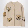 Burberry Beige Cardigan In Wool With Thomas Bear And Friends