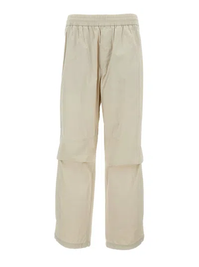Burberry Beige Cargo Pants With Stretch Waist In Cotton Blend Man In White