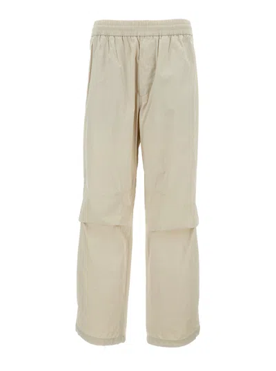 Burberry Beige Cargo Pants With Stretch Waist In Cotton Blend Man In Multicolor