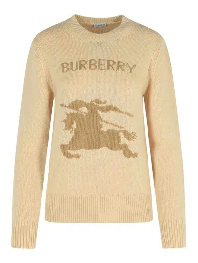 Burberry Wool-cashmere Blend Sweater With Contrasting Graphic In Gray