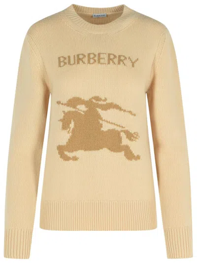 Burberry Wool-cashmere Blend Sweater With Contrasting Graphic In Gray