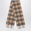 Burberry Beige Cashmere Check Scarf In Brown
