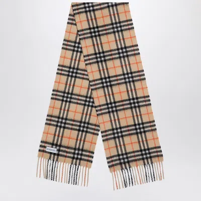 BURBERRY BURBERRY BEIGE CASHMERE CHECK SCARF