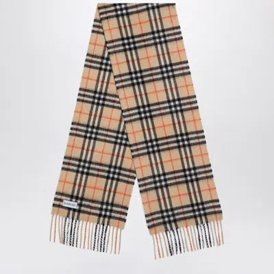 Burberry Beige Cashmere Check Scarf In Neutral