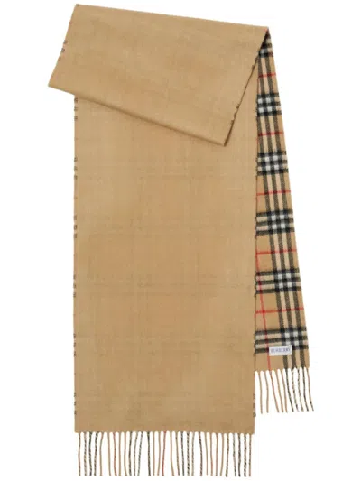 Burberry Checked Cashmere Scarf In Neutrals