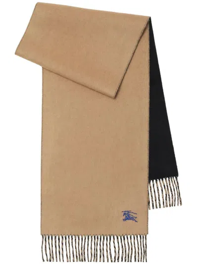 Burberry Beige Cashmere Reversible Scarf In Camel/black