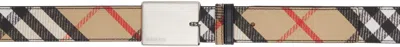 Burberry Beige Check B Cut Reversible Belt In Sand/slate