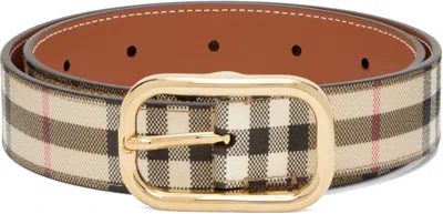 Burberry Beige Check Belt In Brown