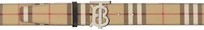 Burberry Beige Check Belt In Archive Beige/silver