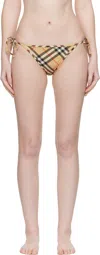 Burberry Check Triangle Bikini Brief Tie Side Straps In Neutral