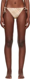 Burberry Beige Check Bikini Bottom In Teacup Ip Check