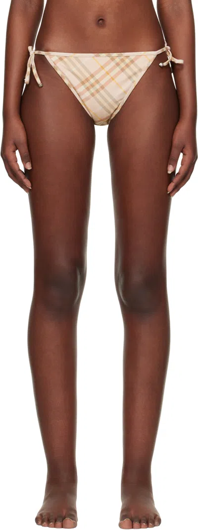 Burberry Beige Check Bikini Bottom In Teacup Ip Check
