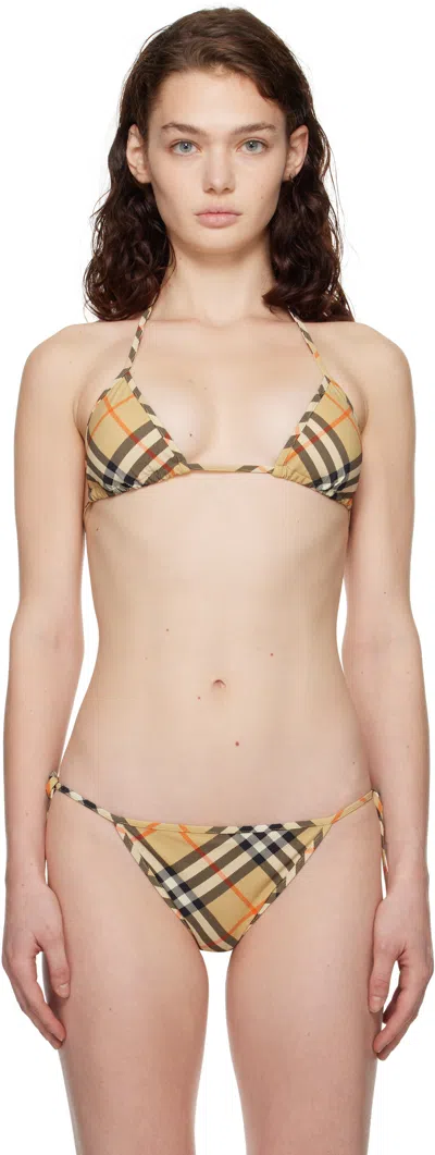 BURBERRY BEIGE CHECK BIKINI TOP