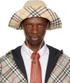 Burberry Beige Check Brim Gabardine Bucket Hat