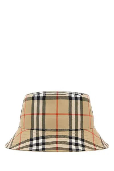 Burberry Men Beige Check Bucket Hat, M Luxury Hats For Men Darveys In Multi