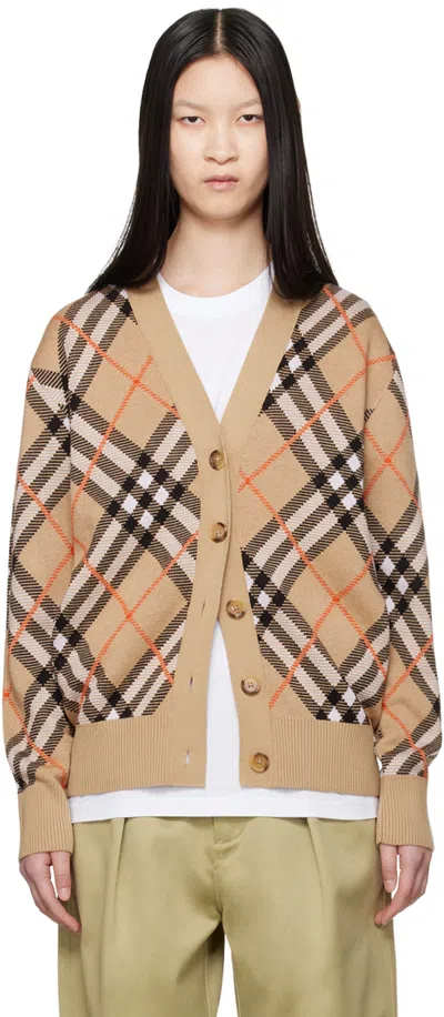 Burberry Beige Check Cardigan In B9368 Sand Ip Check