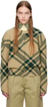 Burberry Check Wool Blend Cardigan In Flax Ip Check