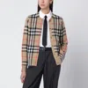 Burberry Beige Check Cashmere And Wool Cardigan In Brown