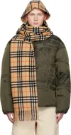 Burberry Beige Check Cashmere Hooded Scarf In Sand