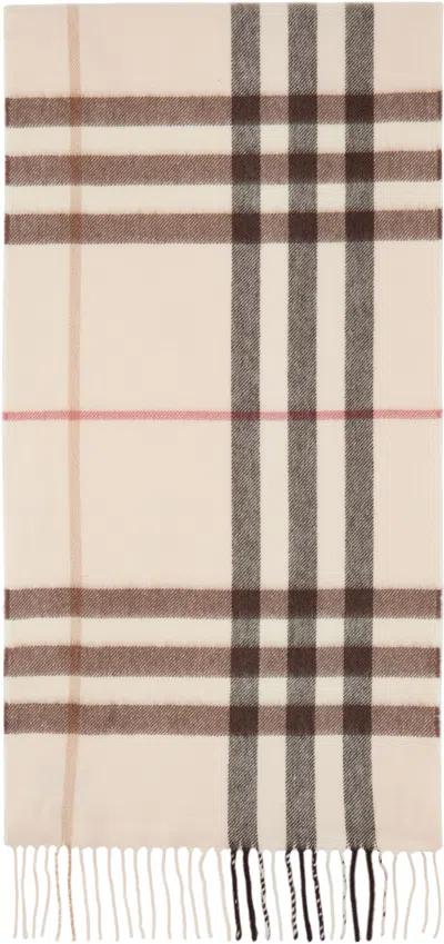 Burberry Beige Check Cashmere Scarf In Neutral