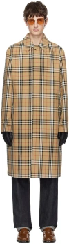 Burberry Trench Coat In Cotton Check Motif In Archive Beige Ip Chk
