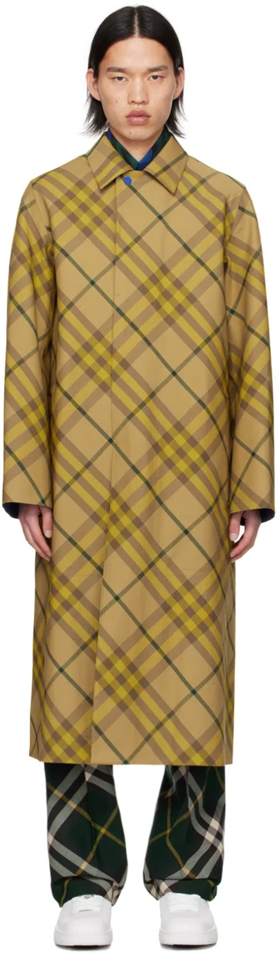 Burberry Beige Check Coat In Multicolor