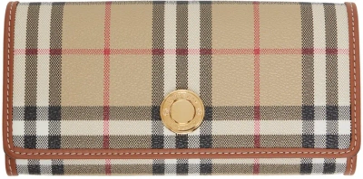 Burberry Beige Check Continental Wallet In Archive Beige