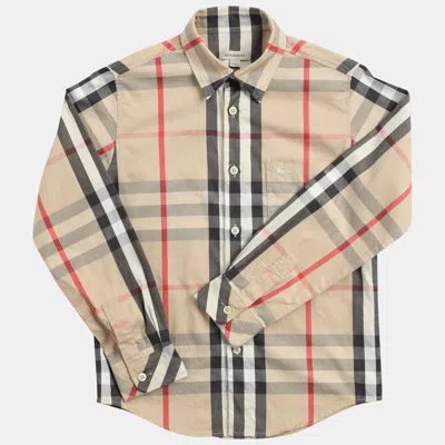 Pre-owned Burberry Beige Check Cotton Button Front Shirt Shirt 10y