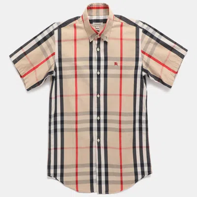 Pre-owned Burberry Beige Check Cotton Button Front Shirt Shirt 14y In Sand