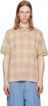 Burberry Checked Cotton Polo Shirt In Brown
