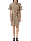 Burberry Classic Check Cotton Dress With Belted Waist In Beige