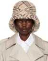 Burberry Beige Check Fleece Bucket Hat In Clay Ip Check