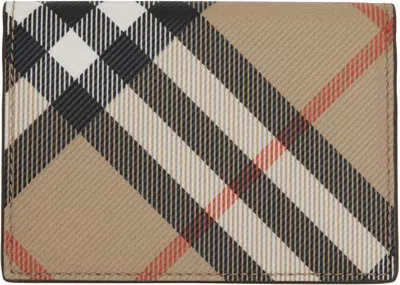 Burberry Beige Check Folding Case Card Holder In Sand