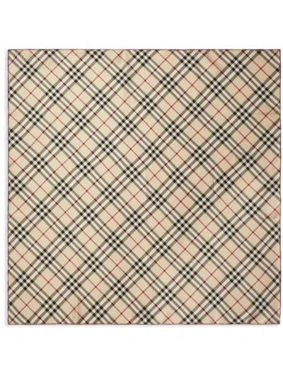 BURBERRY BEIGE CHECK FOULARD SCARF