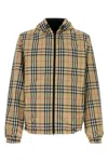 Burberry Reversible Hooded Jacket Check Pattern In Beige