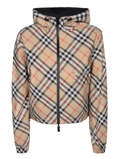 Burberry Beige Check Jacket In Multi