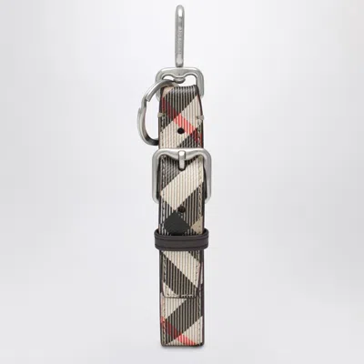 Burberry Beige Check Keychain In Orange