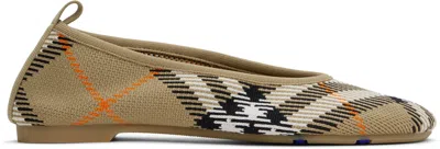 BURBERRY BEIGE CHECK KNIT BABY BALLERINA FLATS